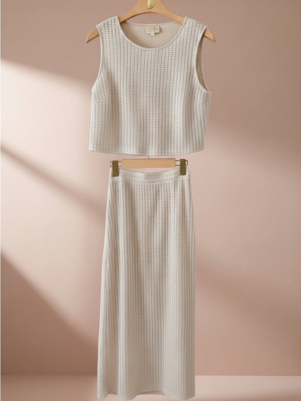 ✨ SSYS Cream Waffle Knit Two-Piece Midi Skirt Set ✨ - Picture 2 of 12